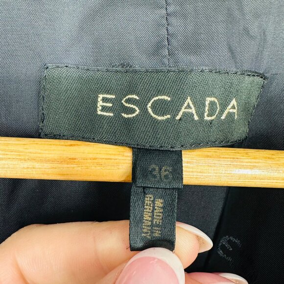 Vtg Escada Navy White Pinstripe Ermenegildo Zegna Wool & Silk Blazer Jacket 36 - Picture 3 of 7